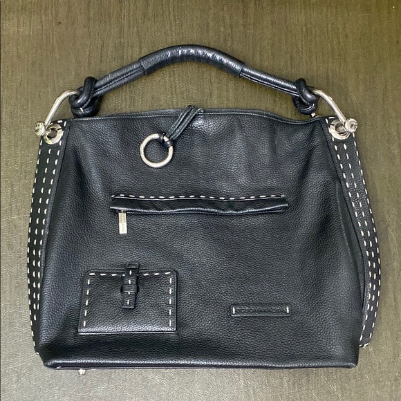 Handbags - BCBGMaxAzria Black Pebbled Leather Handbag /Purse/with Gorgeous Stitching